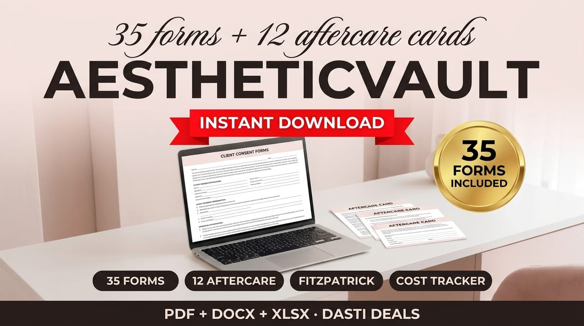AestheticVault — MedSpa & Esthetician Consent, Contraindication & Aftercare Suite — product cover