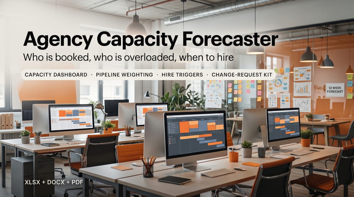 Agency Capacity Forecaster — Utilization & Scope-Creep Change Request Kit — product cover
