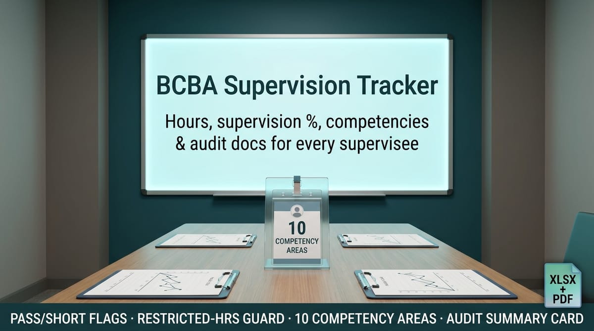 BCBA Supervision Tracker — ABA Hours & RBT Competency Audit System — product cover