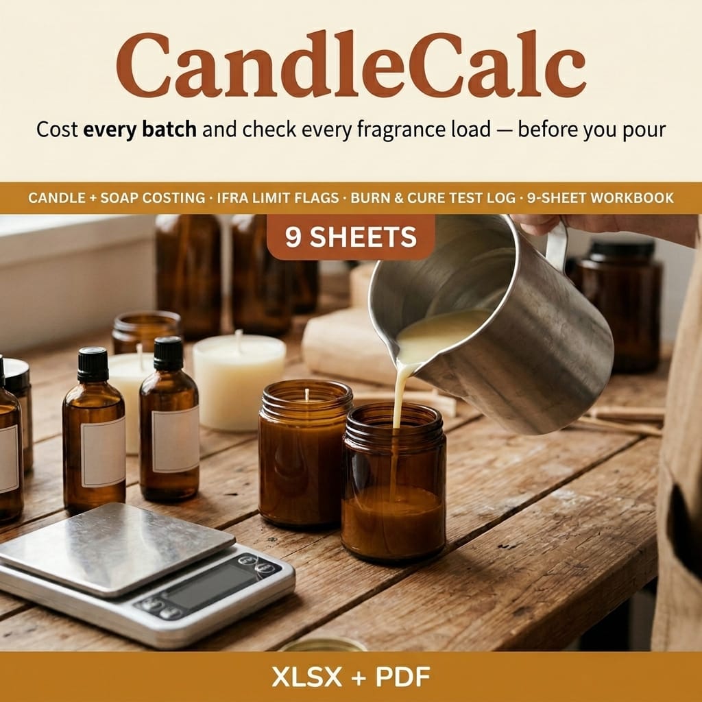 CandleCalc — Candle & Soap Batch Cost, Fragrance Load & IFRA Compliance Sheet — product image