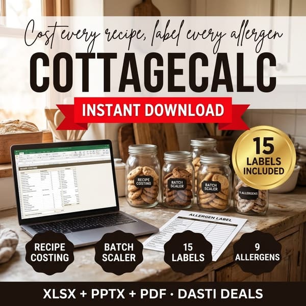 CottageCalc — Home Bakery Costing, Batch Scaling & Allergen Labels — product image