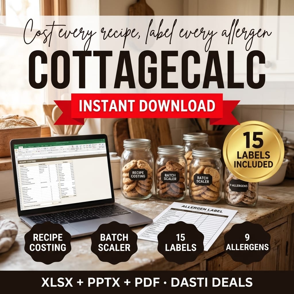 CottageCalc — Home Bakery Costing, Batch Scaling & Allergen Labels — product image