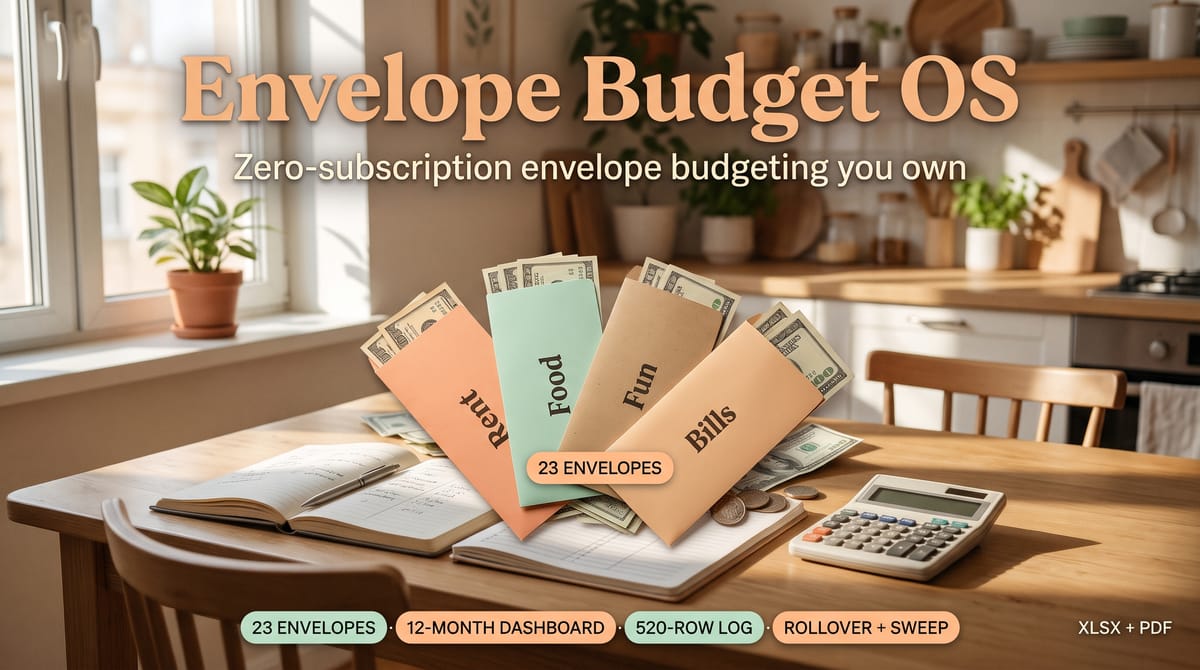 Envelope Budget OS — Zero-Subscription Envelope Budgeting Sheet (YNAB Migration Edition) — product cover
