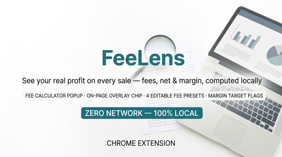 FeeLens — Marketplace Fee & Margin Overlay (Chrome Extension) — product cover