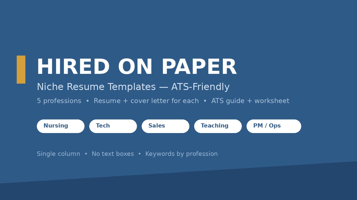 Hired on Paper — Niche Resume Template Pack — product cover