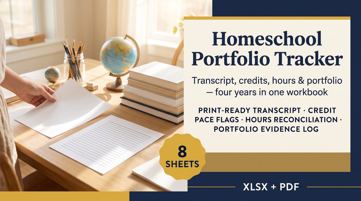 Homeschool Portfolio Tracker — High School Transcript & Credit Hour System — product cover