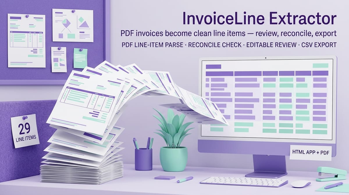 InvoiceLine Extractor — PDF Vendor Invoice to Sheets Line-Item Tool — product cover