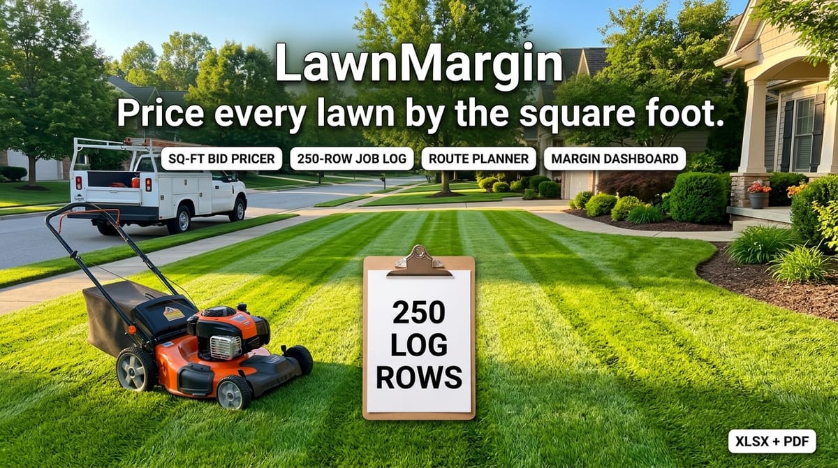 LawnMargin — Lawn Care & Landscaping Bid Calculator & Route Margin Sheet — product cover