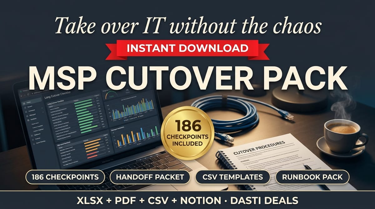 MSP Cutover Pack — IT Network Onboarding & Cutover Documentation Master Pack — product cover