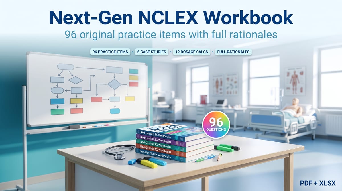 Next-Gen NCLEX — Medication Math & Clinical Judgment Workbook — product cover