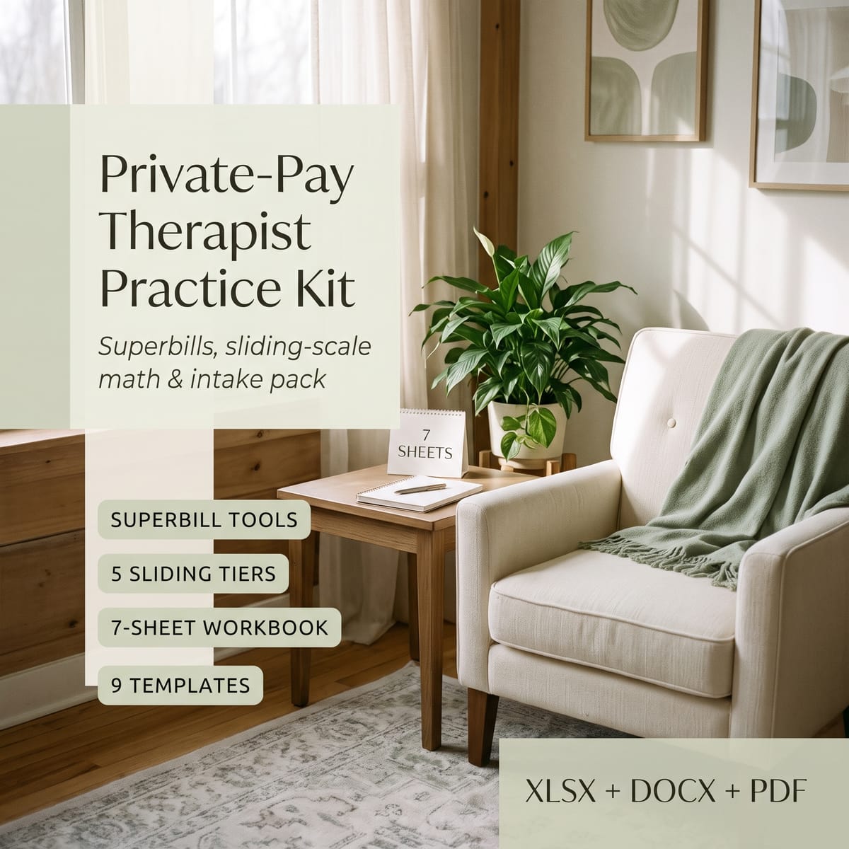 Private-Pay Therapist Kit — Superbill, Sliding-Scale Calculator & Intake Pack — product image