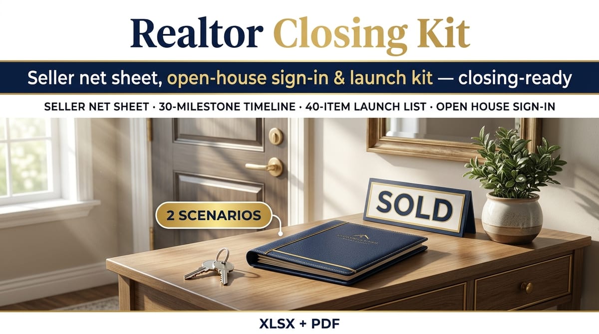 Realtor Closing Kit — Open House Sign-In, Seller Net Sheet & Listing Marketing Bundle — product cover