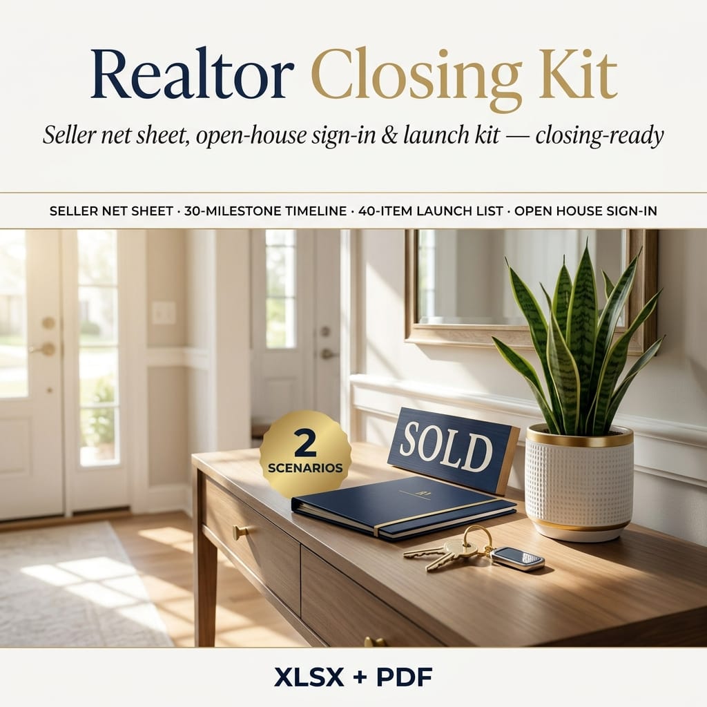 Realtor Closing Kit — Open House Sign-In, Seller Net Sheet & Listing Marketing Bundle — product image