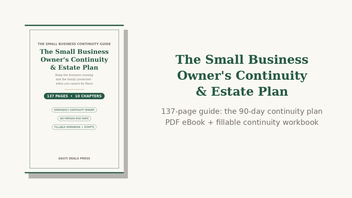 The Small Business Owner's Continuity & Estate Plan — product cover