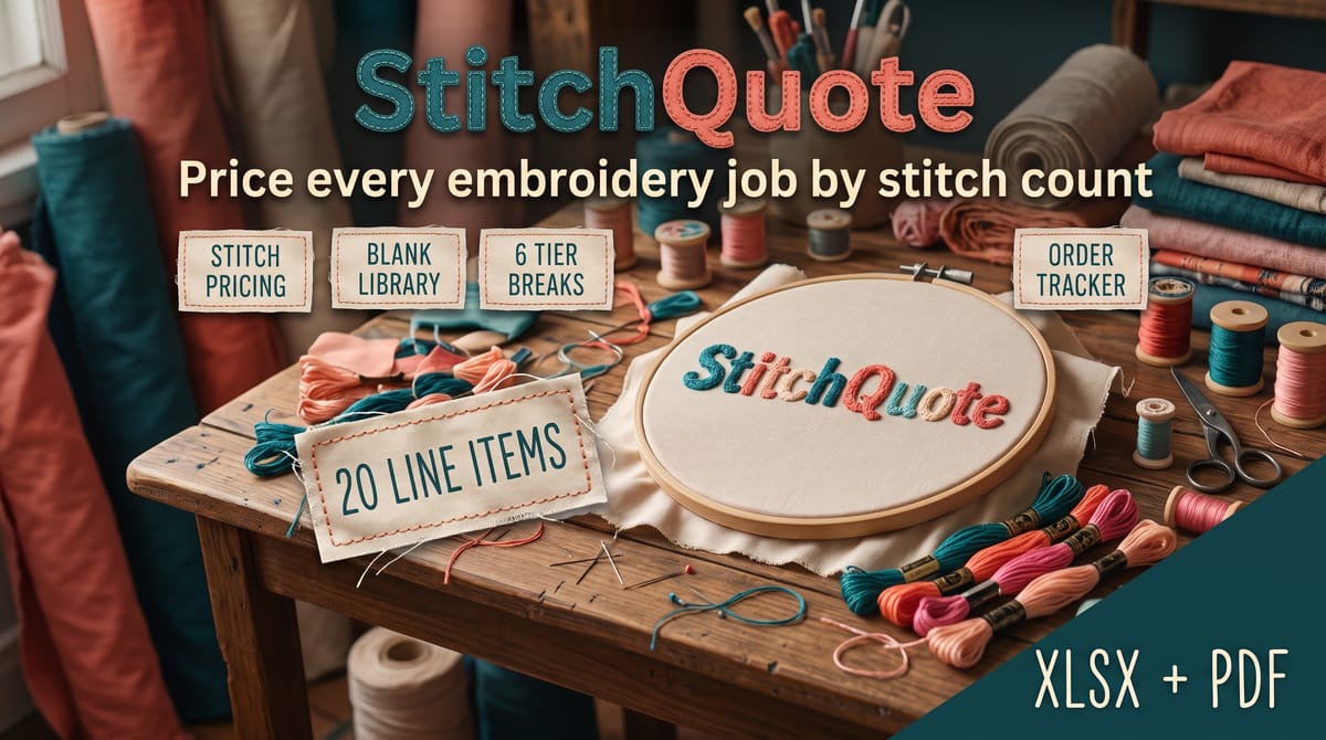 StitchQuote — Embroidery & Custom Apparel Quote Builder & Order Tracker — product cover