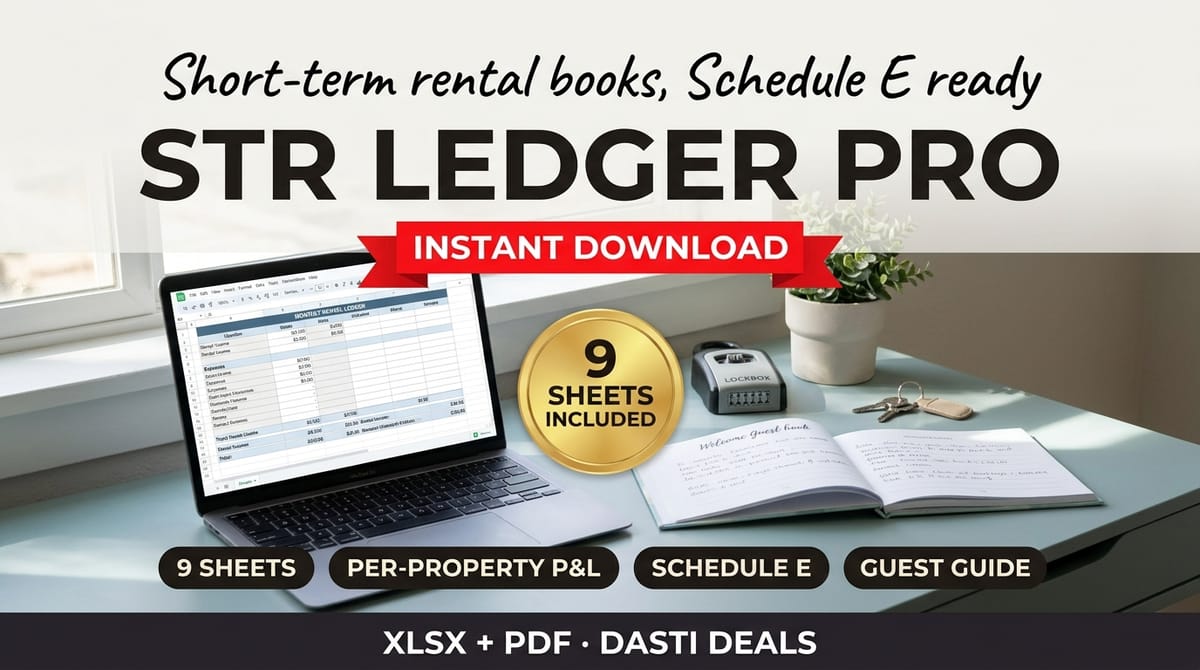 STR Ledger Pro — Short-Term Rental Bookkeeping & Schedule E Kit — product cover