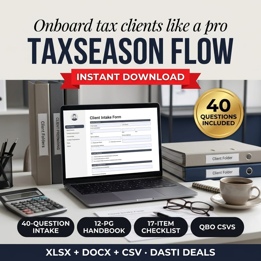 TaxSeason Flow — Bookkeeper Client Onboarding & QBO Import Kit — product image