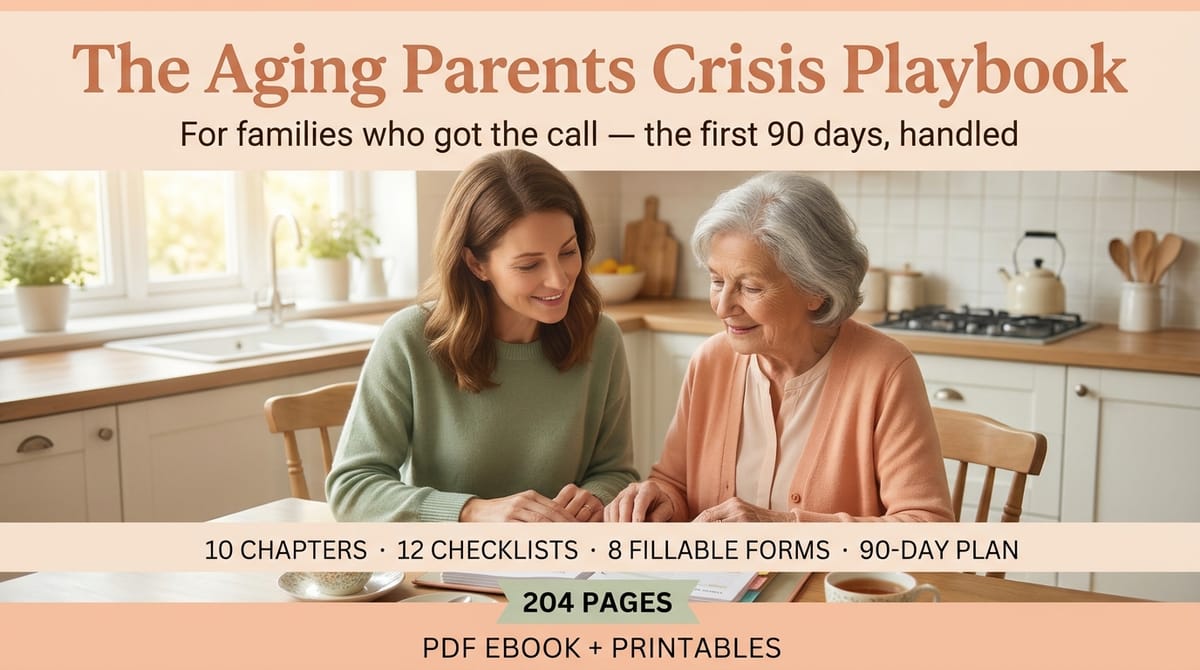 The Aging Parents Crisis Playbook — 90-Day Eldercare Checklist System — product cover