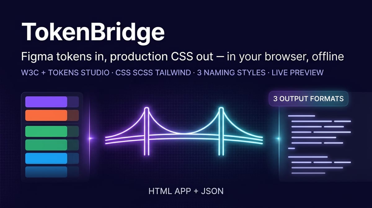 TokenBridge — Figma-to-CSS Design Token Converter — product cover