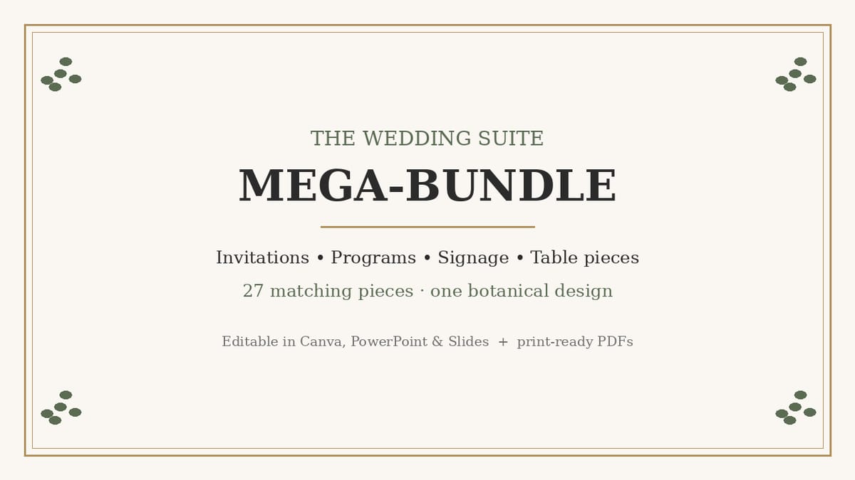The Wedding Suite Mega-Bundle — 27-Piece Wedding Stationery Template Suite — product cover