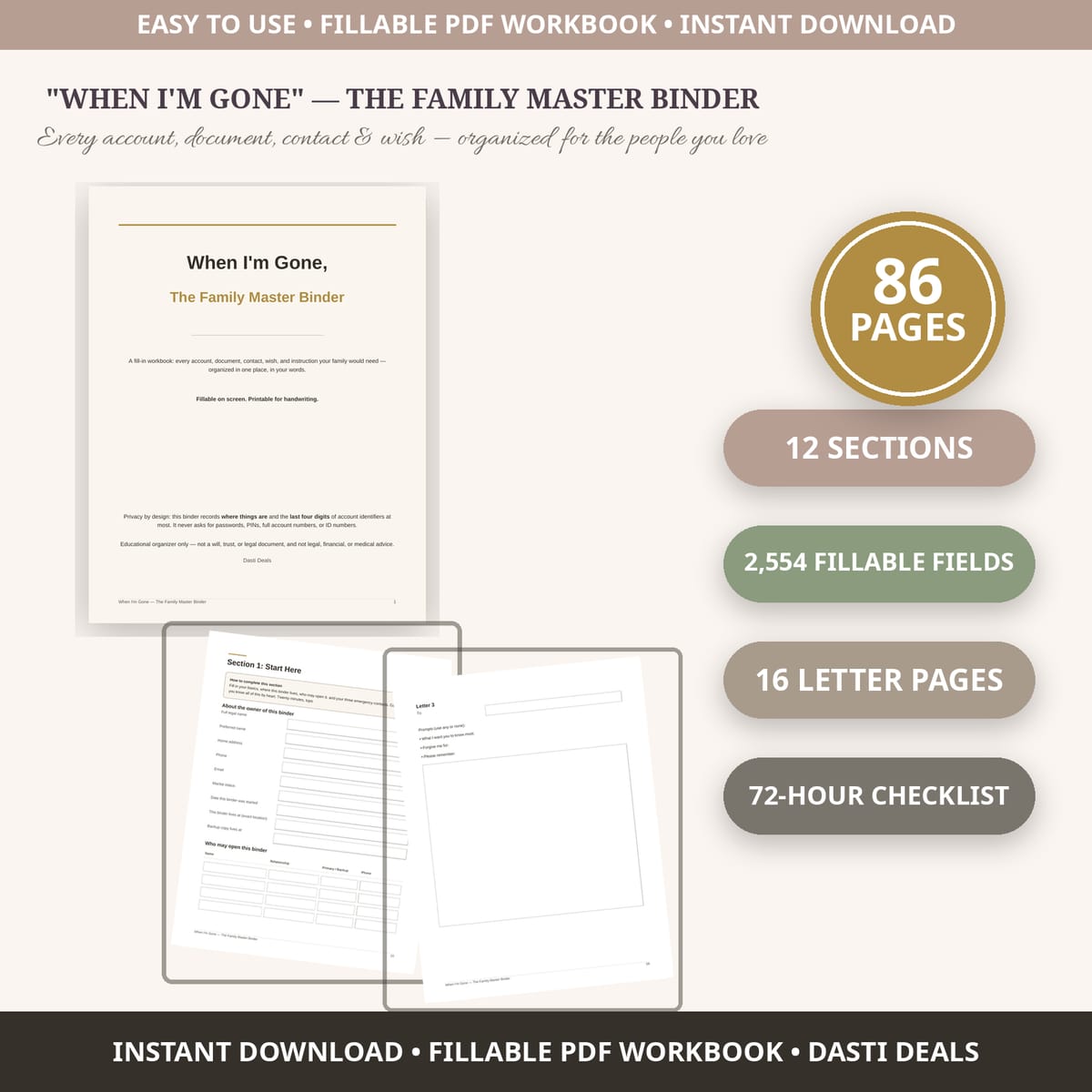 When I'm Gone — The Family Master Binder (Fill-In Workbook) — product image